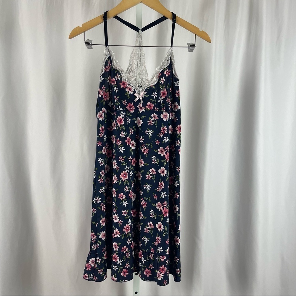 Marilyn Monroe Medium Floral Lace Retro Satiny Silky Ruffle Boho Dress Nightgown